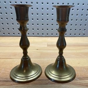 Two Gold Candlestick Holders
